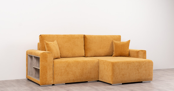 Диван-кровать угловой Оксфорд 714 композиция 1, шенилл STORM 8 горчичный, модульная система, сборка на любую сторону