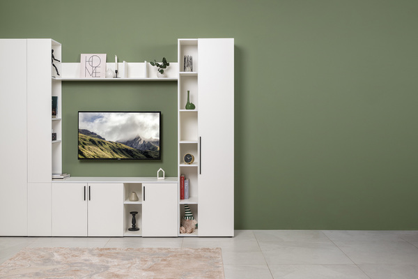 Гостиная Эйр композиция 1 белый PE шагрень, собирается на любую сторону