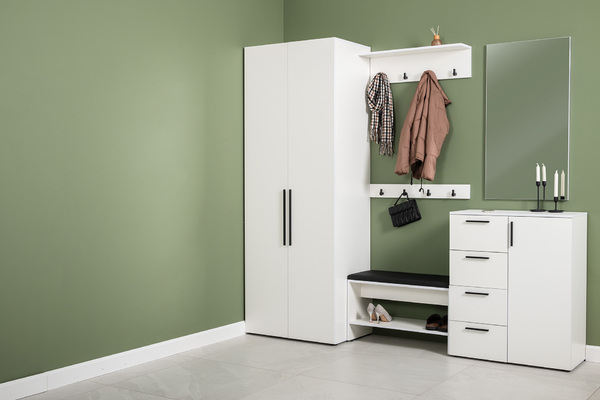 Прихожая Эйр композиция 1 белый PE шагрень, собирается на любую сторону