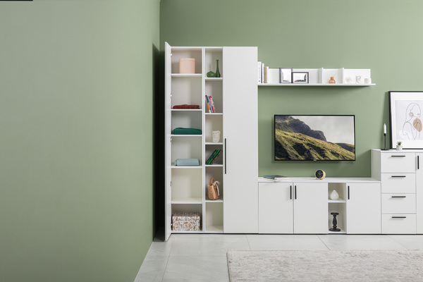 Гостиная Эйр композиция 2 белый PE шагрень, собирается на любую сторону