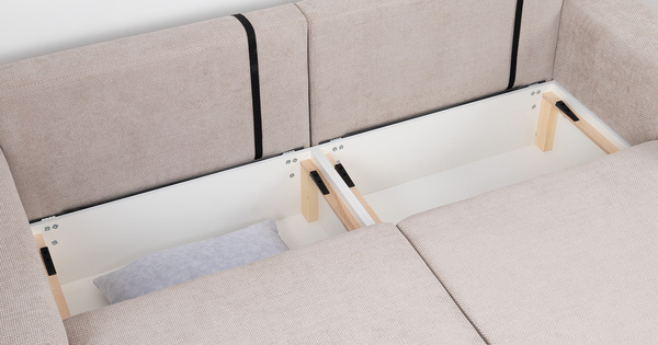 Диван-кровать угловой Оксфорд 710 композиция 5, шенилл Muza 04 светло-бежевый, модульная система, сборка на любую сторону