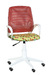 Кресло на колесах Ирис белый каркас, обивка сидушка - ткань саржа букашки, спинка красный,  подлокотники пластик, крестовина пластик, без качания