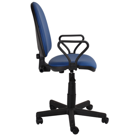 Кресло Престиж Самба обивка кожзам синий, подлокотники пластик, крестовина пластик, механизм отклонения спинки