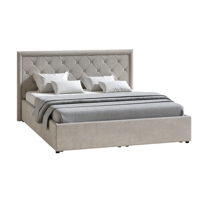 Кровать Марион 160 велюр OCEAN 005 темно-бежевый с ортопедическим основанием и подъемным механизмом (спальное место 160 х 200)