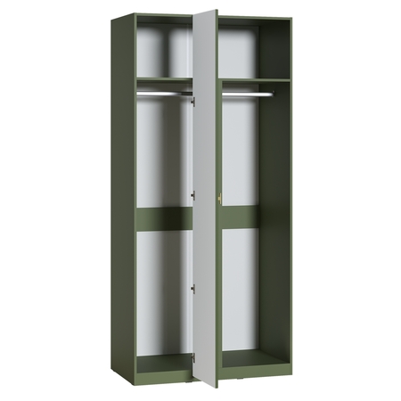 Шкаф угловой Марион 16.339 дымчатый зеленый K521, олива шагрень AG 1050 ПВХ (собирается на любую сторону)