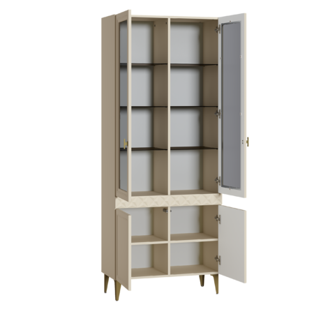 Шкаф-витрина Марион 16.397.02 слоновая кость С341 PE, слоновая кость 6898 ПВХ