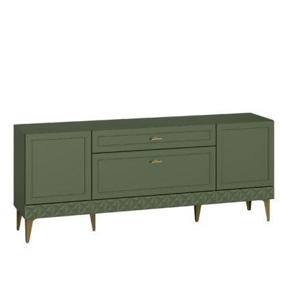 Гостиная Марион композиция 1 дымчатый зеленый K521, олива шагрень AG 1050 ПВХ, белый PE шагрень (собирается на любую сторону)