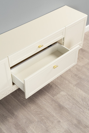 Гостиная Марион композиция 2 слоновая кость С341 PE, слоновая кость 6898 ПВХ, белый PE шагрень (собирается на любую сторону)