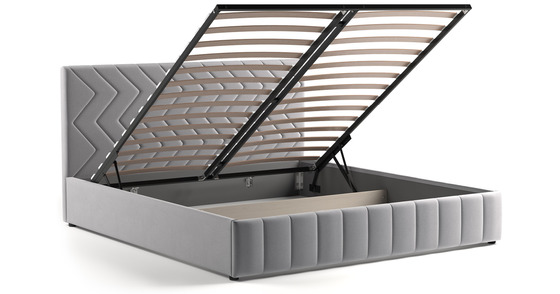 Кровать Милана 180 велюр светло-серый с ортопедическим основанием и подъемным механизмом