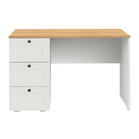 Стол письменный Остин 12.159 белый PE шагрень, дуб золотой CRAFT, белая шагрень 4101 ПВХ, сборка на любую сторону