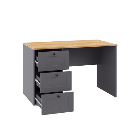Стол письменный Остин 12.159 серый графит 0162 РЕ, дуб золотой CRAFT, графит ZB 856-2 ПВХ, сборка на любую сторону