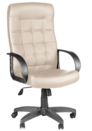 Кресло на колесах Стиль ультра кожа бежевый крестовина пластик, подлокотники пластик, механизм качания