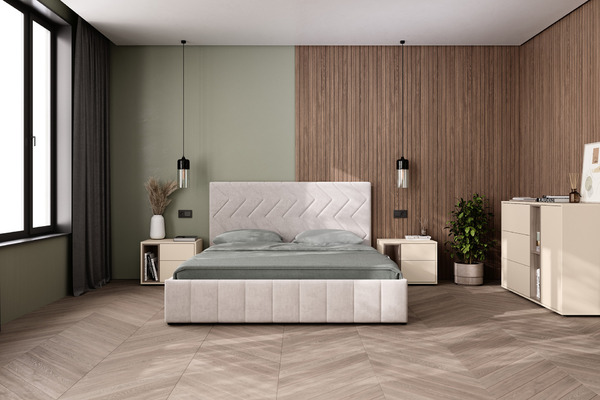 Тумба прикроватная Тайл 16.163 сатин 7045 SU, эмили блаш U9135, белый PE шагрень, собирается на любую сторону