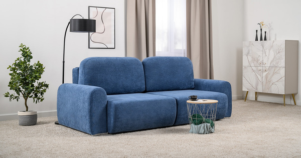 Диван-кровать прямой Тэдди 1504 композиция 1, букле Pique 009 синий, модульная система