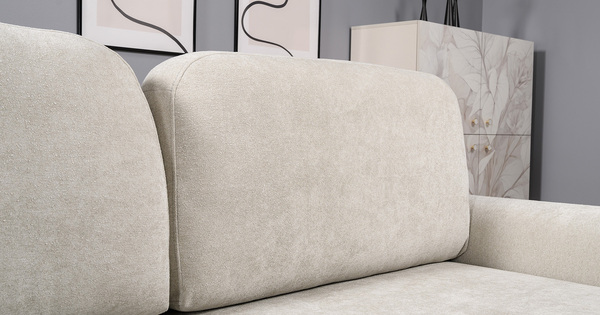 Диван-кровать прямой Тэдди 1505 композиция 1, букле Pique 010 светло-серый, модульная система